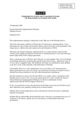 Speaking notes of Mr. Miklos Haraszti, OSCE Representative on Freedom of the Media