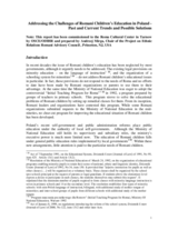 Addressing the Challenges of Romani Children's Education in Poland - Past and Current Trends and Possible Solutions.