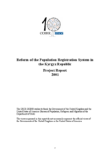 Reform of the Population Registration System in the Kyrgyz Republic. Project Report 2001