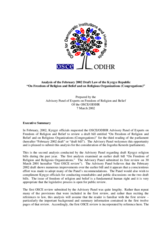 OSCE ODIHR Analysis of the February 2002 Draft Law of the Kyrgyz Republic "On Freedom of Religion and Belief and on Religious Organizations (Congregations)"
