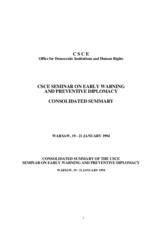 Consolidated Summary of CSCE Seminar on Early Warning and Preventive Diplomacy