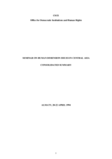 Consolidated Summary of CSCE Seminar on Human Dimension Issues in Central Asia
