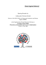 Opening Remarks by Ambassador Christian Strohal, ODIHR Director