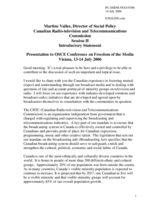 Speech by Ms. Martine Vallee, Director of Social Policy, Canadian Radio Television and Telecommunications Commission