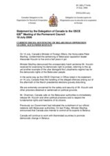 Statement by the Delegation of Canada on sentencing of Belarussian opposition leader, Alexander Kozulin