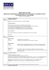 Timetable of the 2006 Human Dimension Implementation Meeting and Side Events