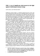 "2000: A year of significant achievements in the fight against trafficking in human beings". An article prepared by Jyothi Kanics and Gabriele Reiter for the "Helsinki Monitor"