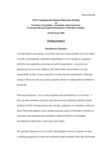 Introductory Speech to Working Session I