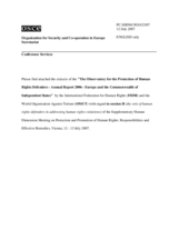Extracts of "The Observatory for the Protection of Human Rights Defenders - Annual Report 2006 - Europe and the Commonwealth of Independent States" by the International Federation for Human Rights (FIDH) and the World Organisation Against Torture (OMCT)