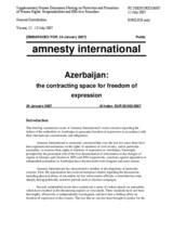 Amnesty International on Azerbaijan:  the contracting space for freedom of expression