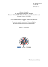 Closing remarks by Ambassador Christian Strohal, ODIHR Director