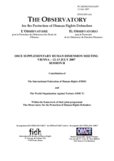 Contribution of the International Federation of Human Rights (FIDH) and the World Organisation Against Torture (OMCT)