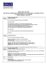 Timetable of plenary sessions and side meetings