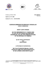 Draft Joint Opinion on the Amendments of 17 March 2008 to the Law on Conducting Meetings, Assemblies, Rallies and Demonstrations of the Republic of Armenia