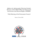 Address by Ambassador Christian Strohal, Director of the OSCE Office for Democratic Institutions and Human Rights