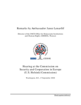 Hearing at the Commission on Security and Cooperation in Europe (U.S. Helsinki Commission) Hearing at the Commission on Security and Cooperation in Europe (U.S. Helsinki Commission)