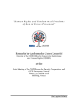 Joint Meeting of the OSCE Forum for Security Cooperation and OSCE Permanent Council Joint Meeting of the OSCE Forum for Security Cooperation and OSCE Permanent Council