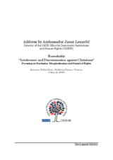 Final speech given to "Intolerance and Discrimination Against Christians" roundtable Final speech given to "Intolerance and Discrimination Against Christians" roundtable