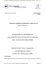Council of Europe guidelines on prohibition and dissolution of political parties and analogous measures