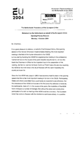Opening statement made by the Netherlands at the 2004 Human Dimension Implementation Meeting on behalf of the European Union