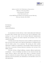 Opening address by H.E. Dr. Wlodzimierz Cimoszewicz, Minister of Foreign Affairs of Poland, at the 2004 Human Dimension Implementation Meeting