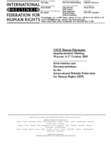 Interventions and Recommendations by the International Helsinki Federation for Human Rights for the OSCE 2003 Human Dimension Implementation Meeting