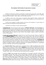 Statement on "the situation with freedom of expression in Armenia"