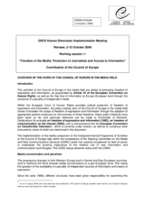 Overview of the Work of the Council of Europe in the Media Field