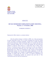 Statement by Milos Jankovic, Assistant Minister