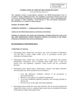 Compilation of written recommendations (WS1)