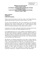 Opening address by Dr Janusz Stanczyk, Under-Secretary of State at the Ministry of Foreign Affairs