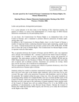 Keynote speech by the Council of Europe Commissioner for Human Rights, Mr. Thomas  Hammarberg