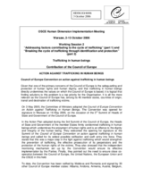 Contribution on the Council of Europe Convention on action against trafficking in human beings