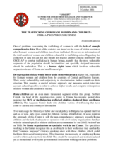 Statement by Ms. Teodora Krumova on "The Trafficking of Romani Women and Children: Still a Prosperous Business"