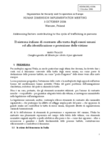 Written contribution on "Il sistema italiano di contrasto all tratta degli esseri umani ed alla identificazione e protezione delle vittime" by Mr. Mario Palazzi (it)