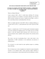Statement on Canada's efforts to combat human trafficking