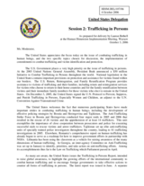 Statement on trafficking in persons as prepared for delivery by Lauran Bethell