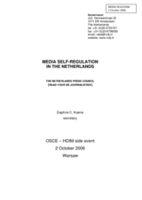Presentation on the Media Self-Regulation in the Netherlands by Ms. Daphne C. Koene