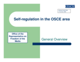 Presentation on the Self-regulation in the OSCE area - general overview by Ms. Adeline Hulin, Assistant Project Officer