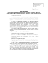 Aide-Memoire concerning United Nations General Assembly resolution 60/174 of 16 December 2005, entitled "Situation of human rights in Uzbekistan"