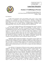 Statement on Trafficking in Persons as delivered by Dorothy Douglas Taft