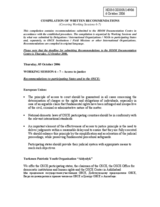 Compilation of Written Recommendations covering Working Sessions 6-7