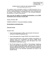 Compilation of Written Recommendations covering Working Sessions 10 - 11
