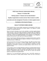 Contribution on the Equality between Women and Men