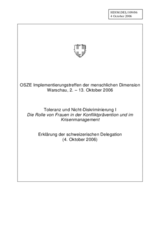 Statement on the role of women in conflict prevention and crisis management