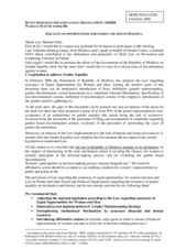 Statement on the Equality of opportunities for women and men in Moldova