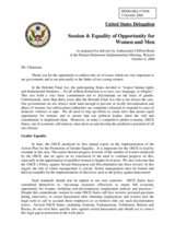 Statement on Equality of Opportunity for Women and Men as prepared for delivery by Ambassador Clifford Bond