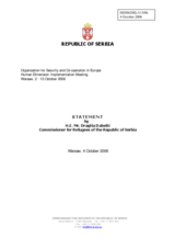 Statement by H.E. Mr. Dragisa Dabetic, Commissioner for Refugees of the Republic of Serbia