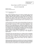Statement on Roma refugees and IDP's from Kosovo