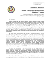 Statement on Migration, Refugees and Displaced Persons as prepared for delivery by Ambassador Steven Pifer